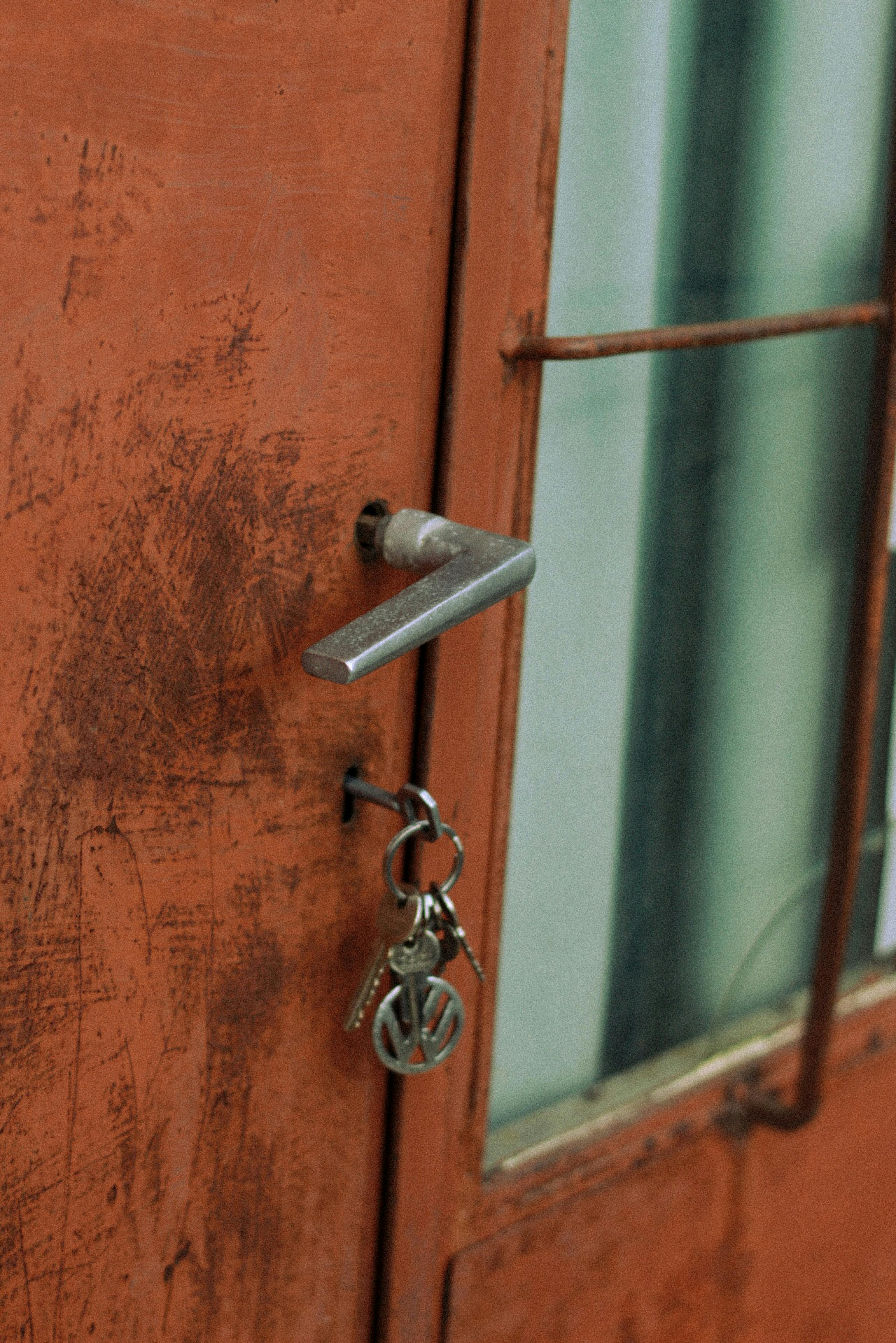 Rustic door with professional locksmith hardware